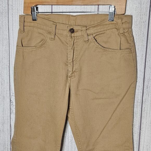 VTG 70s Levi's 693 Cut, Tan Bell Bottoms with White Tab, 30x28.5 - Picture 3 of 7
